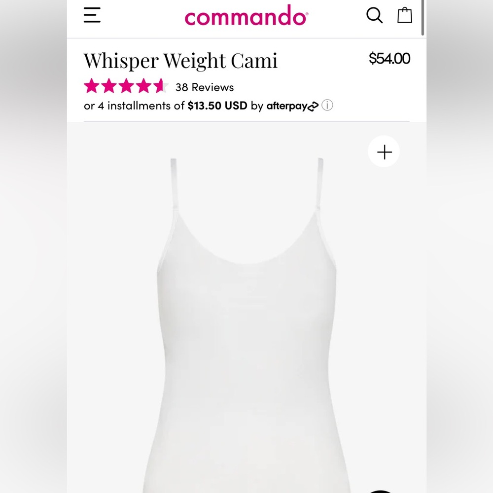 Commando Size M/L White Whisper Weight Cami